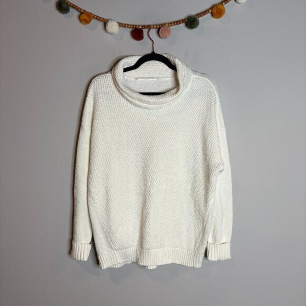Athleta white knit cowl neck sweater